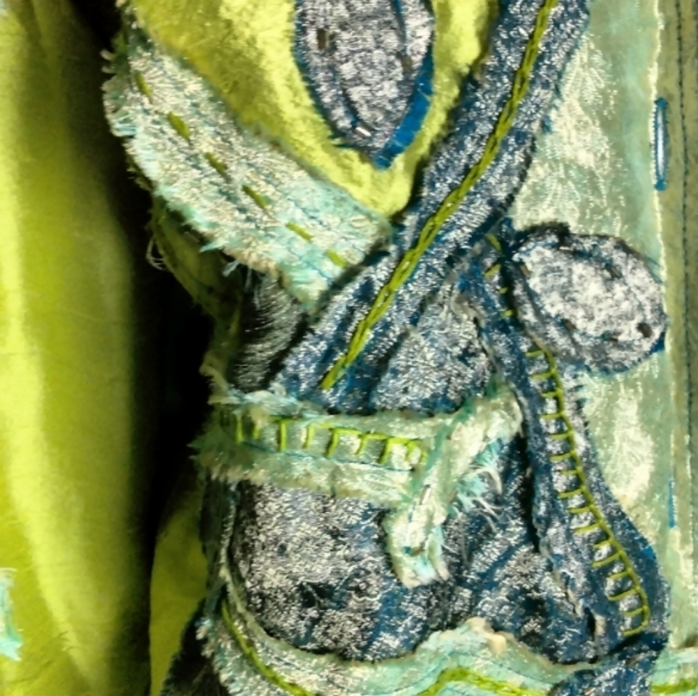 Yak Magick Size Medium Jacket Patchwork 100% Silk… - image 7